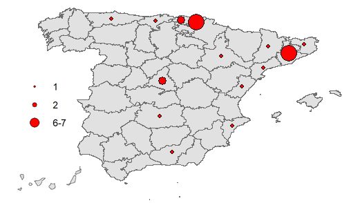 Distribución de mujeres de Alto Rendimiento en España